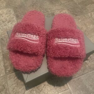 Balenciaga Plush Pink Slides